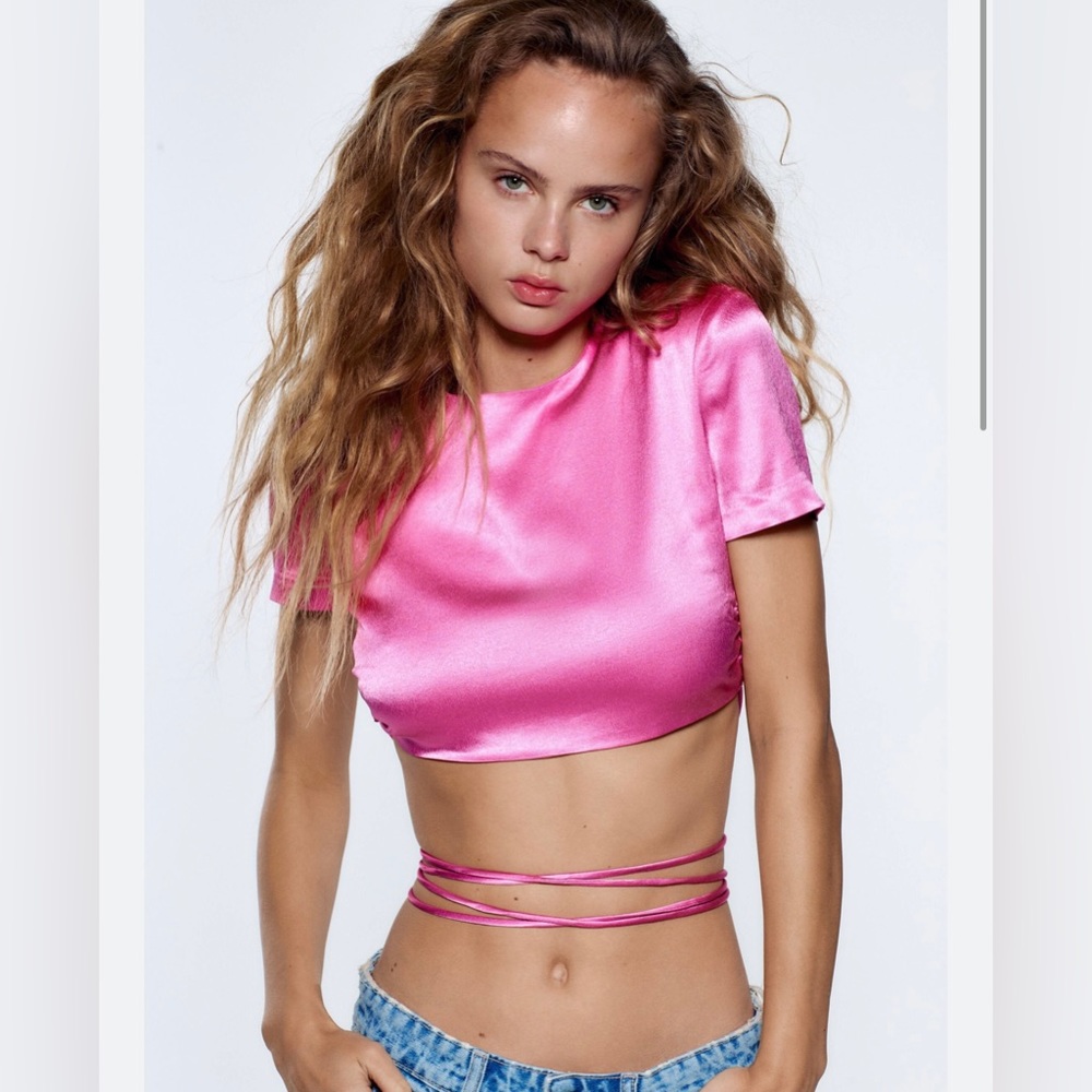 Zara Satin Backless Crop Top